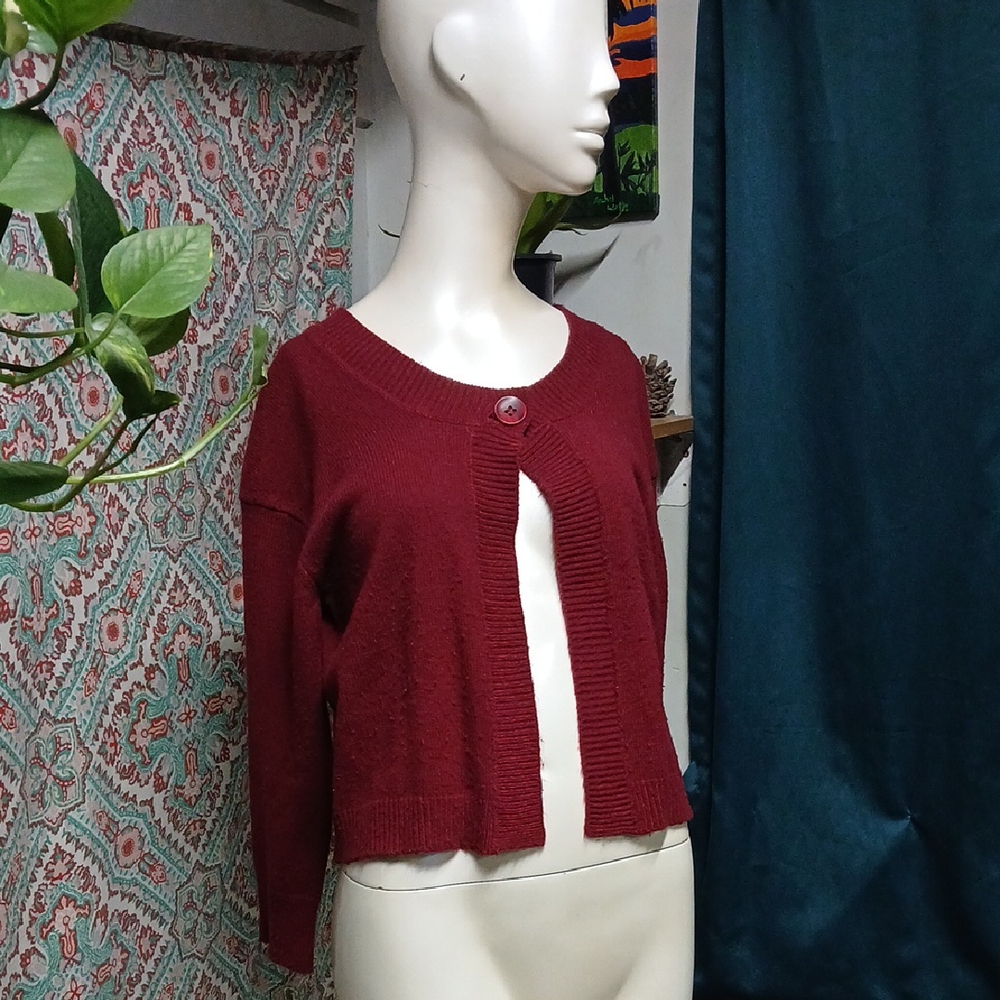 Vintage Metro 7 Crimson Single Button Cardigan, Size M